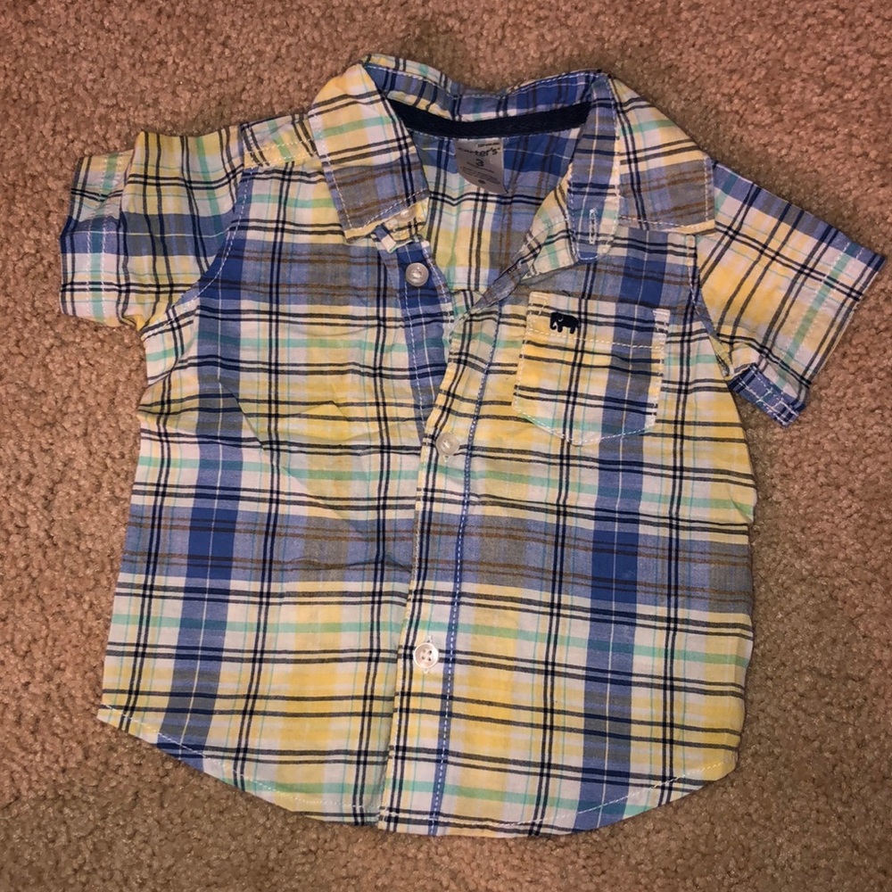 3 month plaid button down shirt